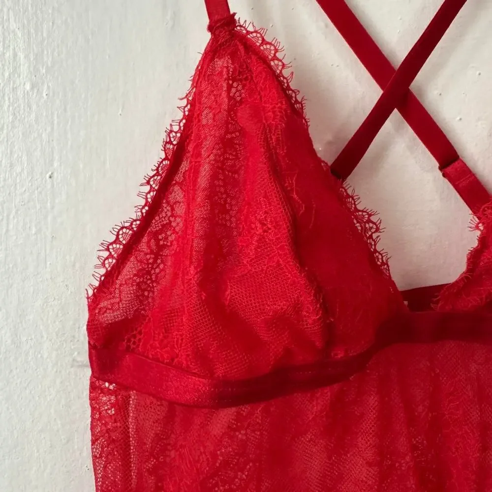 Red camo top dress mesh Lace Lingerie babydoll Romantic‎ Whimsigoth dark fairy